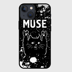 Чехол для iPhone 13 mini с принтом Группа Muse и Рок Кот ,  |  | band | metal | muse | paint | rock | брызги | группа | кот | краска | мьюз | рок | рок кот