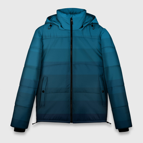 Мужская зимняя куртка 3D с принтом Blue stripes gradient в Екатеринбурге, верх — 100% полиэстер; подкладка — 100% полиэстер; утеплитель — 100% полиэстер | длина ниже бедра, свободный силуэт Оверсайз. Есть воротник-стойка, отстегивающийся капюшон и ветрозащитная планка. 

Боковые карманы с листочкой на кнопках и внутренний карман на молнии. | blue | gradient | striped pattern | stripes | градиент | полосатый узор | синие полосы | синий