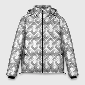 Мужская зимняя куртка 3D с принтом Art deco white background в Белгороде, верх — 100% полиэстер; подкладка — 100% полиэстер; утеплитель — 100% полиэстер | длина ниже бедра, свободный силуэт Оверсайз. Есть воротник-стойка, отстегивающийся капюшон и ветрозащитная планка. 

Боковые карманы с листочкой на кнопках и внутренний карман на молнии. | art deco | geometric pattern | white | арт деко | геометрические фигуры | геометрический узор | современный узор