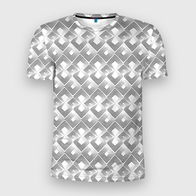 Мужская футболка 3D Slim с принтом Art deco white background в Белгороде, 100% полиэстер с улучшенными характеристиками | приталенный силуэт, круглая горловина, широкие плечи, сужается к линии бедра | art deco | geometric pattern | white | арт деко | геометрические фигуры | геометрический узор | современный узор