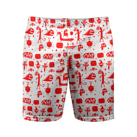 Мужские шорты спортивные с принтом RED MONSTERS в Кировске,  |  | белый | детские картинки | животные | красный | существа | текстуры