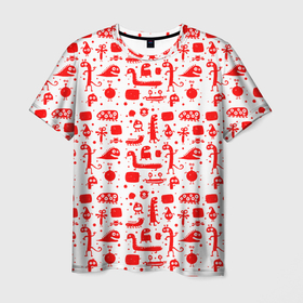 Мужская футболка 3D с принтом RED MONSTERS в Новосибирске, 100% полиэфир | прямой крой, круглый вырез горловины, длина до линии бедер | белый | детские картинки | животные | красный | существа | текстуры