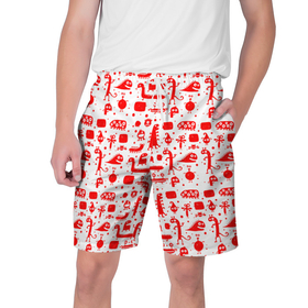 Мужские шорты 3D с принтом RED MONSTERS в Санкт-Петербурге,  полиэстер 100% | прямой крой, два кармана без застежек по бокам. Мягкая трикотажная резинка на поясе, внутри которой широкие завязки. Длина чуть выше колен | белый | детские картинки | животные | красный | существа | текстуры