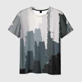 Мужская футболка 3D с принтом Мрачный город в Санкт-Петербурге, 100% полиэфир | прямой крой, круглый вырез горловины, длина до линии бедер | абстракция | мазки кисти | принт | рисунок | текстура
