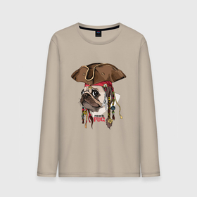 Мужской лонгслив хлопок с принтом МОПС ПИРАТ | СОБАКА В ШЛЯПЕ в Екатеринбурге, 100% хлопок |  | art | dog | doggie | doggy | drawing | hat | pirate | pug | арт | мопс | пес | песик | пират | рисунок | собака | собачка | шляпа