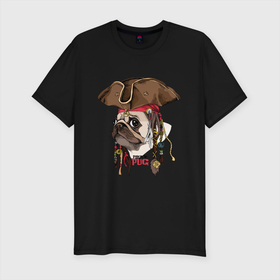 Мужская футболка хлопок Slim с принтом МОПС ПИРАТ | СОБАКА В ШЛЯПЕ в Тюмени, 92% хлопок, 8% лайкра | приталенный силуэт, круглый вырез ворота, длина до линии бедра, короткий рукав | art | dog | doggie | doggy | drawing | hat | pirate | pug | арт | мопс | пес | песик | пират | рисунок | собака | собачка | шляпа