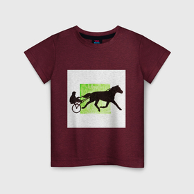 Детская футболка хлопок с принтом Конный Спорт Бега в Курске, 100% хлопок | круглый вырез горловины, полуприлегающий силуэт, длина до линии бедер | Тематика изображения на принте: бега | графика | конный | лошади | лошадь | рысак | рысь | спорт