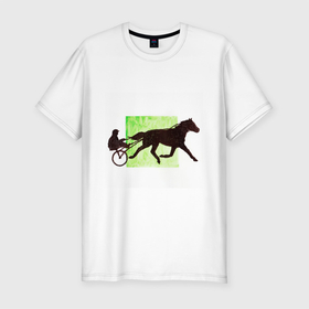 Мужская футболка хлопок Slim с принтом Конный Спорт Бега , 92% хлопок, 8% лайкра | приталенный силуэт, круглый вырез ворота, длина до линии бедра, короткий рукав | бега | графика | конный | лошади | лошадь | рысак | рысь | спорт