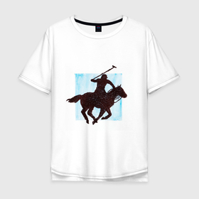 Мужская футболка хлопок Oversize с принтом Конный Спорт Поло в Петрозаводске, 100% хлопок | свободный крой, круглый ворот, “спинка” длиннее передней части | Тематика изображения на принте: графика | конный | лошади | лошадь | поло | спорт