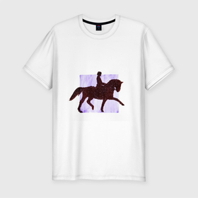 Мужская футболка хлопок Slim с принтом Конный Спорт Выездка в Екатеринбурге, 92% хлопок, 8% лайкра | приталенный силуэт, круглый вырез ворота, длина до линии бедра, короткий рукав | выездка | графика | конный | лошади | лошадь | спорт