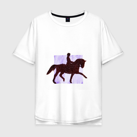Мужская футболка хлопок Oversize с принтом Конный Спорт Выездка в Петрозаводске, 100% хлопок | свободный крой, круглый ворот, “спинка” длиннее передней части | выездка | графика | конный | лошади | лошадь | спорт