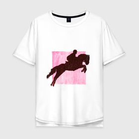 Мужская футболка хлопок Oversize с принтом Конный Спорт Конкур в Новосибирске, 100% хлопок | свободный крой, круглый ворот, “спинка” длиннее передней части | графика | конкур | конный | лошади | лошадь | прыжки | прыжок | спорт