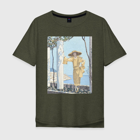 Мужская футболка хлопок Oversize с принтом Amalfi. Robe, de Worth (Вид на море) , 100% хлопок | свободный крой, круглый ворот, “спинка” длиннее передней части | абстракция | винтаж | девушка | искусство | картина | классика | любовь | минимализм | отдых | природа | цветы | экспрессионизм