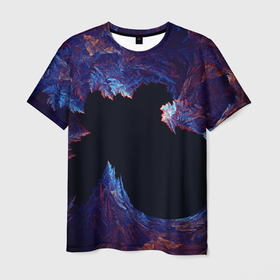 Мужская футболка 3D с принтом Ледяной Коралловый Риф в Курске, 100% полиэфир | прямой крой, круглый вырез горловины, длина до линии бедер | coral | icy | nature | ocean | reef | sea | коралловый | красный | ледяной | море | океан | природа | риф | синий