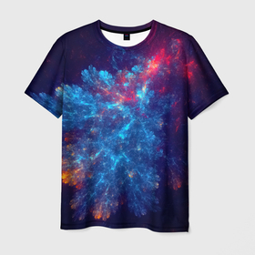 Мужская футболка 3D с принтом Космический Коралловый Риф , 100% полиэфир | прямой крой, круглый вырез горловины, длина до линии бедер | coral | nature | ocean | reef | sea | space | коралловый | космос | красный | море | океан | природа | риф | синий