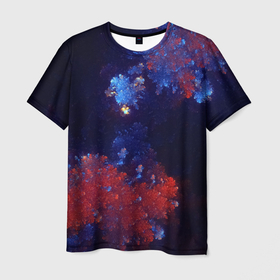 Мужская футболка 3D с принтом Бурлящий Коралловый Риф в Курске, 100% полиэфир | прямой крой, круглый вырез горловины, длина до линии бедер | bubbling | coral | nature | ocean | reef | sea | бурление | коралловый | красный | море | океан | природа | риф | синий