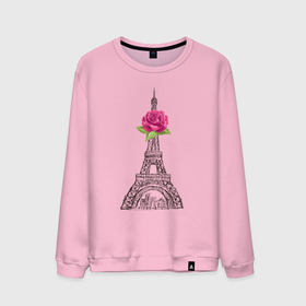 Мужской свитшот хлопок с принтом Эйфелева башня и роза в Тюмени, 100% хлопок |  | город | париж | рисунок | роза | розовый | страна | цветок | штрих | эйфелева башня