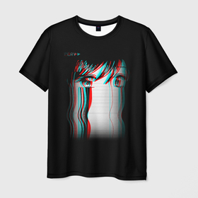Мужская футболка 3D с принтом Sad Neon Girl , 100% полиэфир | прямой крой, круглый вырез горловины, длина до линии бедер | dead | ghoul | girl | inside | neon | sad | tired | true | zxc | внутри | грусть | гуль | девушка | дед | иероглифы | инсайд | мертвый | неон