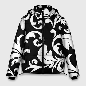 Мужская зимняя куртка 3D с принтом Minimalist floral pattern в Тюмени, верх — 100% полиэстер; подкладка — 100% полиэстер; утеплитель — 100% полиэстер | длина ниже бедра, свободный силуэт Оверсайз. Есть воротник-стойка, отстегивающийся капюшон и ветрозащитная планка. 

Боковые карманы с листочкой на кнопках и внутренний карман на молнии. | fashion | leafs | minimalism | pattern | plant | листья | минимализм | мода | паттерн | растение