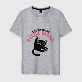 Мужская футболка хлопок с принтом Razzle Dazzle в Петрозаводске, 100% хлопок | прямой крой, круглый вырез горловины, длина до линии бедер, слегка спущенное плечо. | Тематика изображения на принте: animals | cat | kitty | животные | зверь | китти | кот | котенок | котик | котэ | кошечка | кошка | мяу