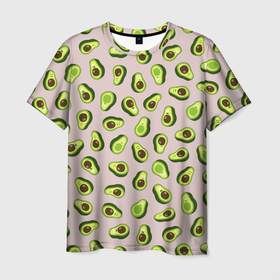 Мужская футболка 3D с принтом Авокадо, текстильный паттерн в Курске, 100% полиэфир | прямой крой, круглый вырез горловины, длина до линии бедер | 