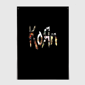 Постер с принтом KoЯn (Korn) лого в Екатеринбурге, 100% бумага
 | бумага, плотность 150 мг. Матовая, но за счет высокого коэффициента гладкости имеет небольшой блеск и дает на свету блики, но в отличии от глянцевой бумаги не покрыта лаком | korn | koяn | metal | группа | корн | коян | метал | ню метал | рок