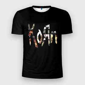 Мужская футболка 3D Slim с принтом KoЯn (Korn) лого в Белгороде, 100% полиэстер с улучшенными характеристиками | приталенный силуэт, круглая горловина, широкие плечи, сужается к линии бедра | Тематика изображения на принте: korn | koяn | metal | группа | корн | коян | метал | ню метал | рок