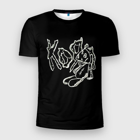 Мужская футболка 3D Slim с принтом KoЯn (Korn) рисунок в Петрозаводске, 100% полиэстер с улучшенными характеристиками | приталенный силуэт, круглая горловина, широкие плечи, сужается к линии бедра | korn | koяn | metal | группа | корн | коян | метал | ню метал | рок