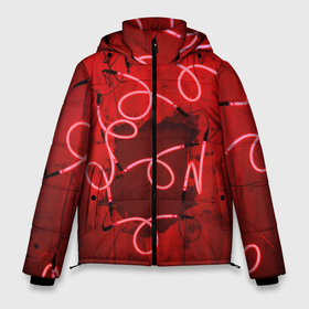 Мужская зимняя куртка 3D с принтом Неоновые закрученные фонари   Красный , верх — 100% полиэстер; подкладка — 100% полиэстер; утеплитель — 100% полиэстер | длина ниже бедра, свободный силуэт Оверсайз. Есть воротник-стойка, отстегивающийся капюшон и ветрозащитная планка. 

Боковые карманы с листочкой на кнопках и внутренний карман на молнии. | Тематика изображения на принте: abstraction | art | artwork | colorful | colors | flashlights | lights | neon | surrealism | абстракция | арт | искусство | лампочки | лампы | неон | разноцветный | сюрреализм | фонари | цвета