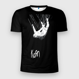 Мужская футболка 3D Slim с принтом KoЯn (Korn) в Курске, 100% полиэстер с улучшенными характеристиками | приталенный силуэт, круглая горловина, широкие плечи, сужается к линии бедра | korn | koяn | metal | группа | корн | коян | метал | ню метал | рок
