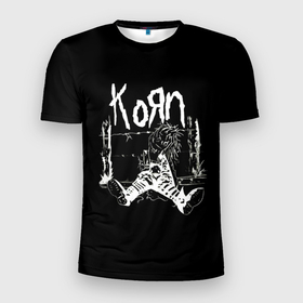 Мужская футболка 3D Slim с принтом KoЯn группа в Белгороде, 100% полиэстер с улучшенными характеристиками | приталенный силуэт, круглая горловина, широкие плечи, сужается к линии бедра | korn | koяn | metal | группа | корн | коян | метал | ню метал | рок