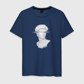 Мужская футболка хлопок с принтом Белая скульптура Давида в Курске, 100% хлопок | прямой крой, круглый вырез горловины, длина до линии бедер, слегка спущенное плечо. | арт | бюст | давид | принт | статуя | эстетика