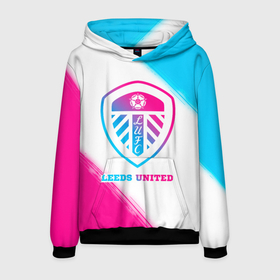 Мужская толстовка 3D с принтом Leeds United Neon Gradient в Петрозаводске, 100% полиэстер | двухслойный капюшон со шнурком для регулировки, мягкие манжеты на рукавах и по низу толстовки, спереди карман-кенгуру с мягким внутренним слоем. | Тематика изображения на принте: club | football | leeds | leeds united | logo | united | градиент | клуб | краска | лидс | лого | мяч | неон | символ | спорт | футбол | футболист | футболисты | футбольный | юнайтед