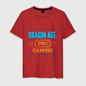 Мужская футболка хлопок с принтом Игра Dragon Age PRO Gaming в Курске, 100% хлопок | прямой крой, круглый вырез горловины, длина до линии бедер, слегка спущенное плечо. | age | dragon | dragon age | logo | pro | драгон | игра | игры | лого | логотип | символ | эйдж
