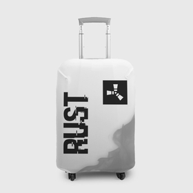 Чехол для чемодана 3D с принтом Rust Glitch на светлом фоне в Тюмени, 86% полиэфир, 14% спандекс | двустороннее нанесение принта, прорези для ручек и колес | glitch | logo | rust | игра | игры | лого | логотип | огонь | пламя | раст | символ