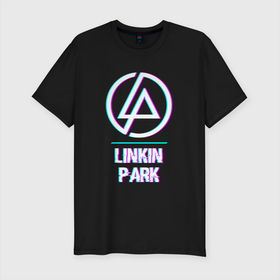 Мужская футболка хлопок Slim с принтом Linkin Park Glitch Rock в Белгороде, 92% хлопок, 8% лайкра | приталенный силуэт, круглый вырез ворота, длина до линии бедра, короткий рукав | band | glitch | linkin | linkin park | metal | park | rock | глитч | группа | линкин | метал | парк | рок | хард