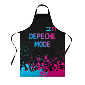 Фартук 3D с принтом Depeche Mode Neon Gradient в Тюмени, 100% полиэстер | общий размер — 65 х 85 см, ширина нагрудника — 26 см, горловина — 53 см, длина завязок — 54 см, общий обхват в поясе — 173 см. Принт на завязках и на горловине наносится с двух сторон, на основной части фартука — только с внешней стороны | band | depeche | depeche mode | metal | mode | paint | rock | брызги | градиент | группа | депеш | краска | метал | мод | неон | рок | хард