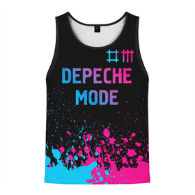 Мужская майка 3D с принтом Depeche Mode Neon Gradient в Тюмени, 100% полиэстер | круглая горловина, приталенный силуэт, длина до линии бедра. Пройма и горловина окантованы тонкой бейкой | band | depeche | depeche mode | metal | mode | paint | rock | брызги | градиент | группа | депеш | краска | метал | мод | неон | рок | хард
