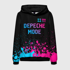 Мужская толстовка 3D с принтом Depeche Mode Neon Gradient в Тюмени, 100% полиэстер | двухслойный капюшон со шнурком для регулировки, мягкие манжеты на рукавах и по низу толстовки, спереди карман-кенгуру с мягким внутренним слоем. | band | depeche | depeche mode | metal | mode | paint | rock | брызги | градиент | группа | депеш | краска | метал | мод | неон | рок | хард