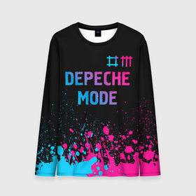 Мужской лонгслив 3D с принтом Depeche Mode Neon Gradient в Тюмени, 100% полиэстер | длинные рукава, круглый вырез горловины, полуприлегающий силуэт | band | depeche | depeche mode | metal | mode | paint | rock | брызги | градиент | группа | депеш | краска | метал | мод | неон | рок | хард