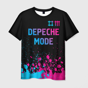 Мужская футболка 3D с принтом Depeche Mode Neon Gradient в Белгороде, 100% полиэфир | прямой крой, круглый вырез горловины, длина до линии бедер | band | depeche | depeche mode | metal | mode | paint | rock | брызги | градиент | группа | депеш | краска | метал | мод | неон | рок | хард