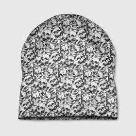 Шапка 3D с принтом ПАТТЕРН С ЧЕРЕПАМИ в Тюмени, 100% полиэстер | универсальный размер, печать по всей поверхности изделия | art | background | pattern | skulls | texture | арт | паттерн | текстура | фон | черепа