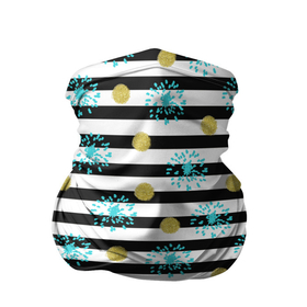 Бандана-труба 3D с принтом Полосатый модный праздничный узор в Новосибирске, 100% полиэстер, ткань с особыми свойствами — Activecool | плотность 150‒180 г/м2; хорошо тянется, но сохраняет форму | black stripes | spots | striped pattern | полосатый узор | пятна | салют | украшения | фейерверк