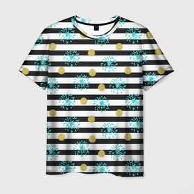 Мужская футболка 3D с принтом Полосатый модный праздничный узор в Белгороде, 100% полиэфир | прямой крой, круглый вырез горловины, длина до линии бедер | black stripes | spots | striped pattern | полосатый узор | пятна | салют | украшения | фейерверк