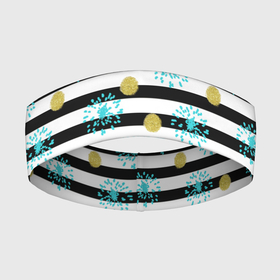 Повязка на голову 3D с принтом Полосатый модный праздничный узор в Екатеринбурге,  |  | black stripes | spots | striped pattern | полосатый узор | пятна | салют | украшения | фейерверк