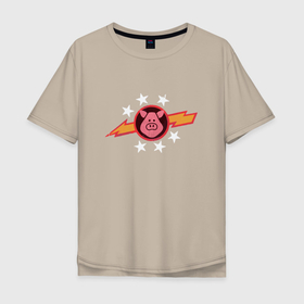 Мужская футболка хлопок Oversize с принтом Vintage Pigs In Space в Тюмени, 100% хлопок | свободный крой, круглый ворот, “спинка” длиннее передней части | vintage pigs in space | космические порки | космос | свинка | свинья | хрюша