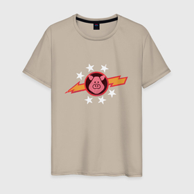 Мужская футболка хлопок с принтом Vintage Pigs In Space в Новосибирске, 100% хлопок | прямой крой, круглый вырез горловины, длина до линии бедер, слегка спущенное плечо. | vintage pigs in space | космические порки | космос | свинка | свинья | хрюша