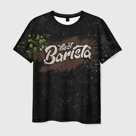 Мужская футболка 3D с принтом Best barista (graffiti) , 100% полиэфир | прямой крой, круглый вырез горловины, длина до линии бедер | barista | бариста | кофе | надписи | профессии