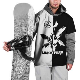Накидка на куртку 3D с принтом Linkin Park логотип черно белый в Новосибирске, 100% полиэстер |  | Тематика изображения на принте: linkin park | альтернативный рок | линкин парк | лого | логотип | метал | ню метал | поп | поп рок | рок | рок группа | рэп метал | электроник рок