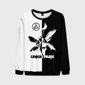 Мужской свитшот 3D с принтом Linkin Park логотип черно белый в Екатеринбурге, 100% полиэстер с мягким внутренним слоем | круглый вырез горловины, мягкая резинка на манжетах и поясе, свободная посадка по фигуре | linkin park | альтернативный рок | линкин парк | лого | логотип | метал | ню метал | поп | поп рок | рок | рок группа | рэп метал | электроник рок